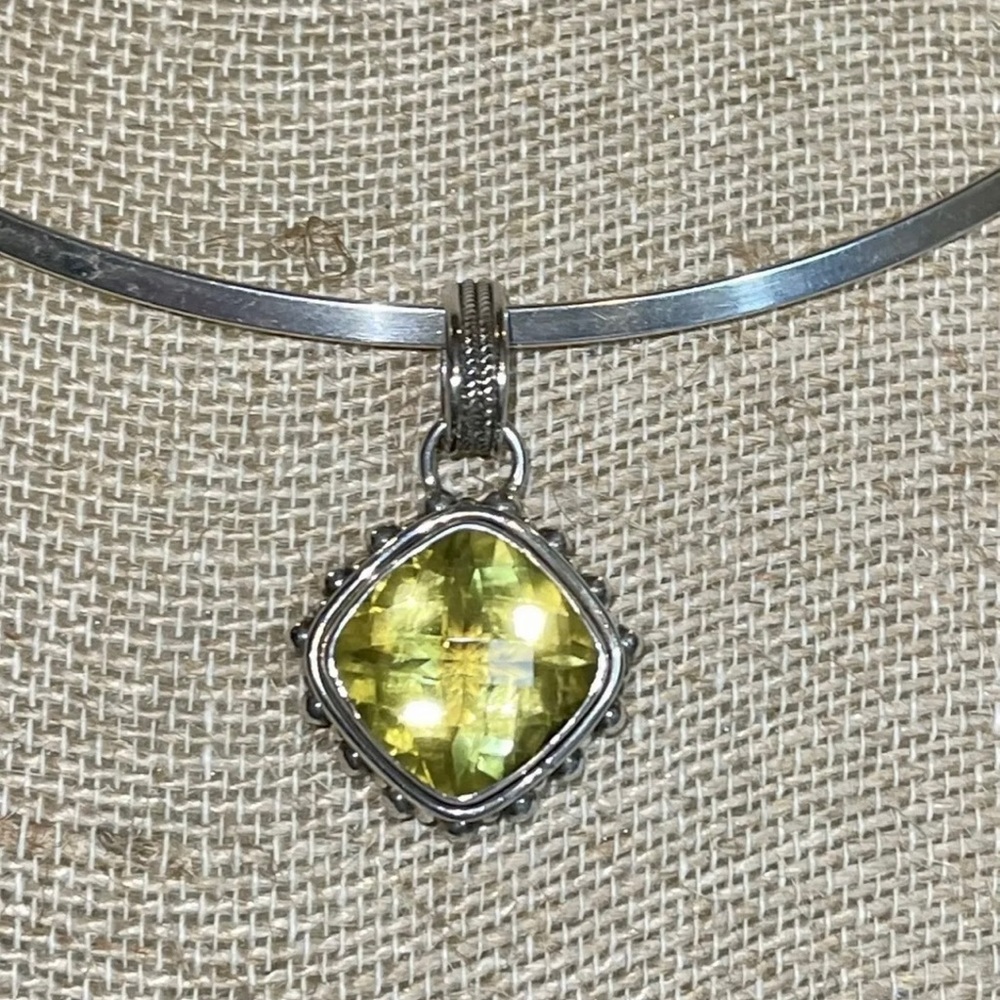 Cushion Cut Yellow Citrine Solitaire 925 Sterling Silver Pendant